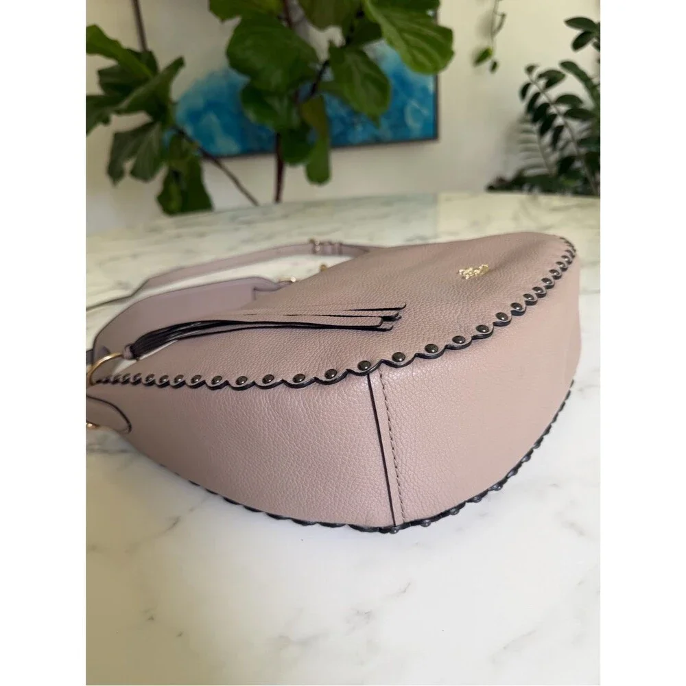 Coach Sutton Hobo with Scallop Rivets Crossbody Shoulder Bag 76436 Stone Taupe